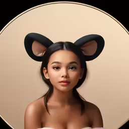 a beautiful young girl in a mouse ears