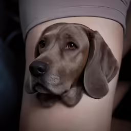 the dog has an ugly look on its face