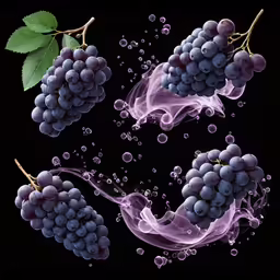 a grape with smoke on the side and leaves