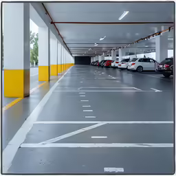 a parking lot filled with many parked cars