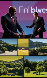 the collage shows two businessmen wearing suits in the picture