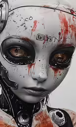 a digital painting of a girl with weird features