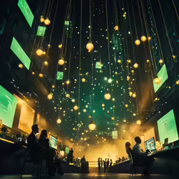 a group of people sitting in front of televisions