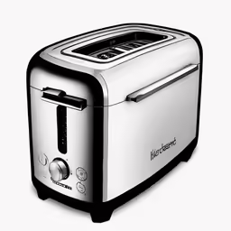 a close up of a toaster on a white background