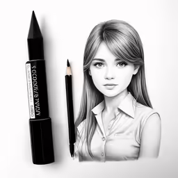 an illustration of a girl with a pencil