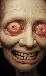 an image of a zombie with big eyes and no hair
