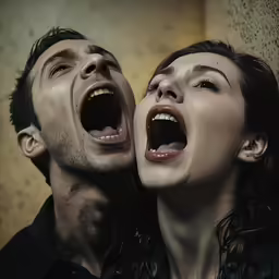 the couple are both shouting together