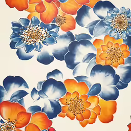 colorful flowers on white background, one in full bloom