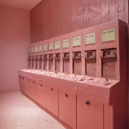 this is an old fashioned cell phone booth with old phones