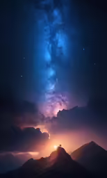 the sky and mountains are all stars, but stars in the clouds are reflected in water