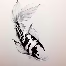 a drawing of a fish with wings flying in the air