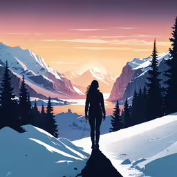 a person standing on a snowy slope in the mountains,a person in ski gear is walking up a snowy hill