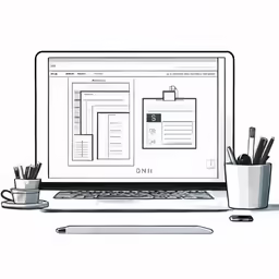 a tablet computer sitting next to a cup and pencil