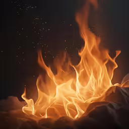 bright orange flames against dark background