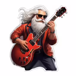 an artist is painting the image of a man with a guitar