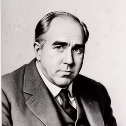 black and white photo of a man in suit