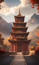 this is an old chinese structure in fall