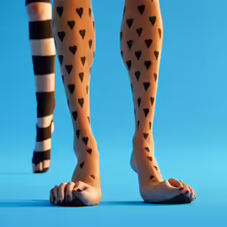 the feet and calves of a person with patterned socks