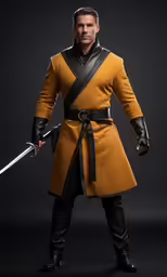 a man with armor is holding a sword