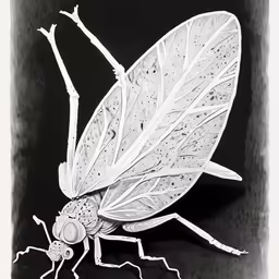 a small white bug sitting on top of a black background