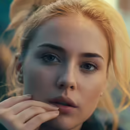 a beautiful blond woman wearing some ear rings
