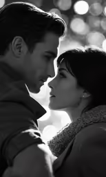 a man and woman standing together near each other