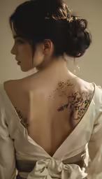 a woman with black ink on her back