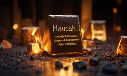 some candles with the words haucah written in black