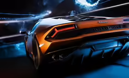 a sports car driving through an arena on a track