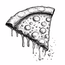 a piece of pizza sitting on top of a white background