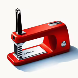 a red office and office supply stapler