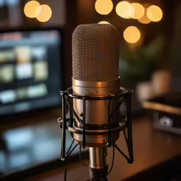 a microphone and monitor on the table