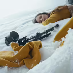 the person is wearing skis outside in the snow