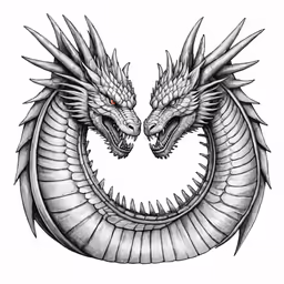 a pair of dragon heads are combined with a circle
