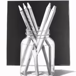 four pencils are placed in the jar