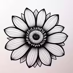 a drawing of a white flower with long petals