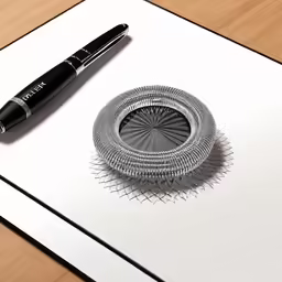 a spiral pen resting on top of a piece of paper