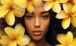 beautiful woman with flowers around her head