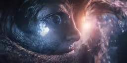 a close up photo of a person staring out at something in the distance