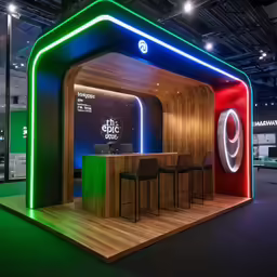 the display area for a store with various neon lights