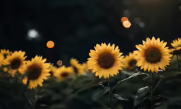 many yellow flowers with sunlight coming through them