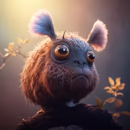 a strange looking animal with long hair and big eyes