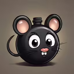 an illustrated black mouse looking at the camera