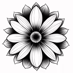 a white flower on white with black outline