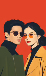 two people wearing sun glasses and one person has black hair