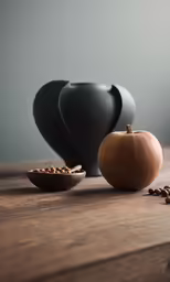 three vases on a table with one full one and two half