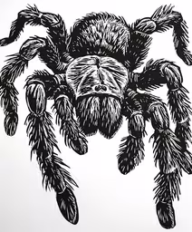 a drawing of a spider with sharp claws,a spider crawling on the side of a wall