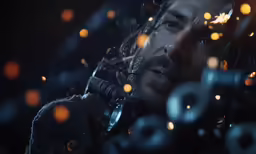 a man looking out at his reflection in the mirror