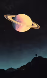 saturn with two rings in the sky