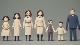 many figurines in various poses next to each other